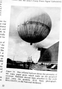 Fotografia de um balão bomba capurado pela Marinha americana.