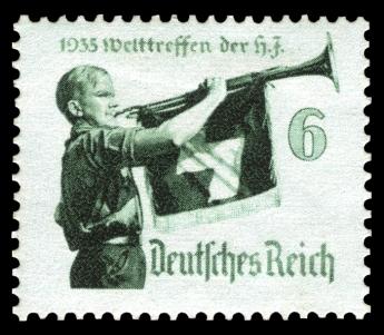 Selo de propaganda nazi para o encontro internacional da Juventude Hitleriana.