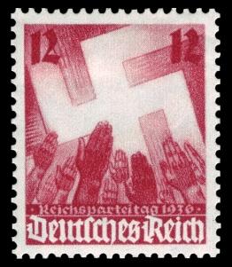 Selo de propaganda nazi: 8º Reichsparteitag em Nuremberga.