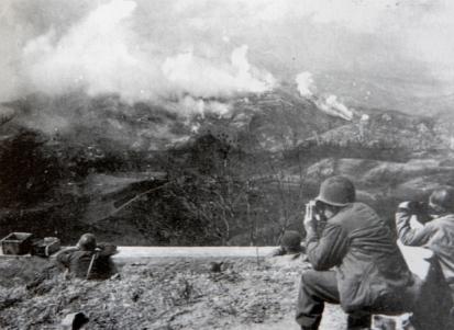 Posto de observação brasileiro em frente a Montese durante o ataque.