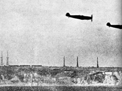 Caças alemães Bf 109E em acção perto de Kent.