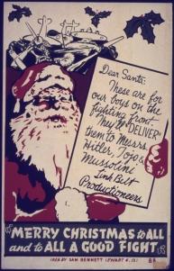 Poster "Merry Christmas to All And to All a Good Fight" (Feliz Natal a todos e para todos um Bom Combate).
